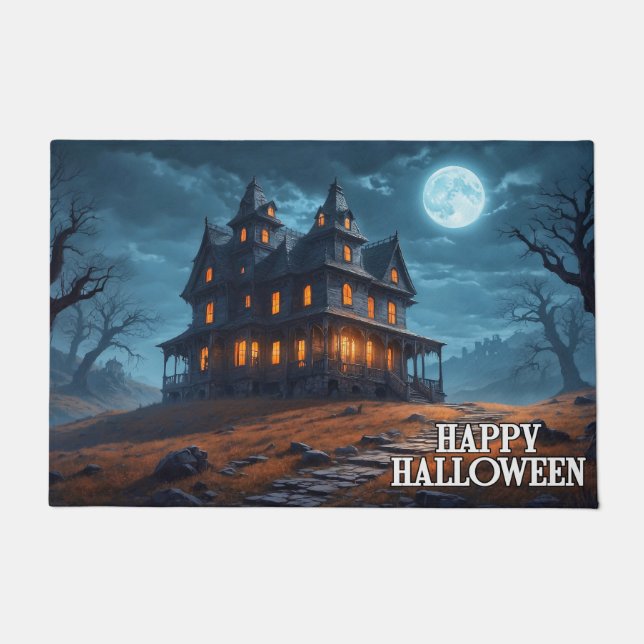 Paillasson Joyeux Halloween Maison Hantée (Devant)