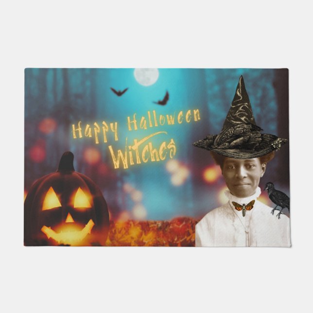 Paillasson Joyeux Halloween Sorcières Collage (Devant)
