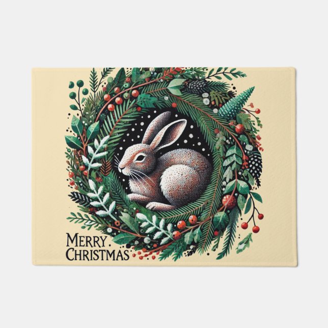 Paillasson Joyeux lièvre de Noël (Devant)