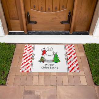 Paillasson Joyeux Noël 2 sapin chaussette bonhomme de neige