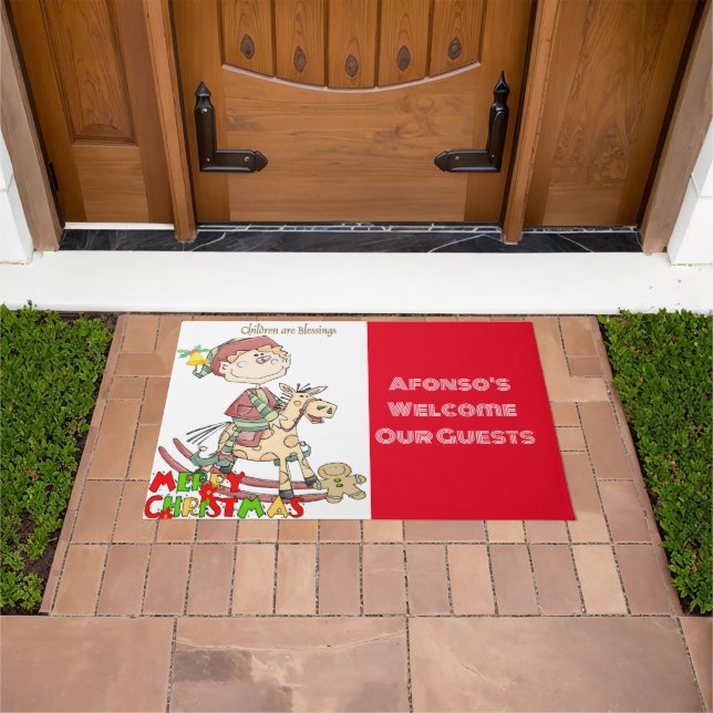 Paillasson Joyeux Noël Bénédiction Red Elf Matt Doormat (De plein air)