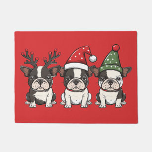 Paillasson Joyeux Noël Boston Terrier Chiens