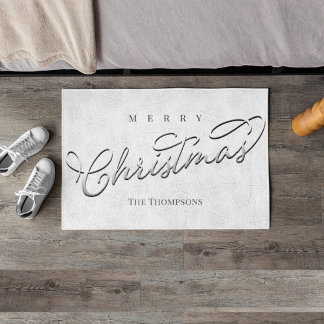 Paillasson Joyeux Noël Calligraphie Silver Snowflake mignonne