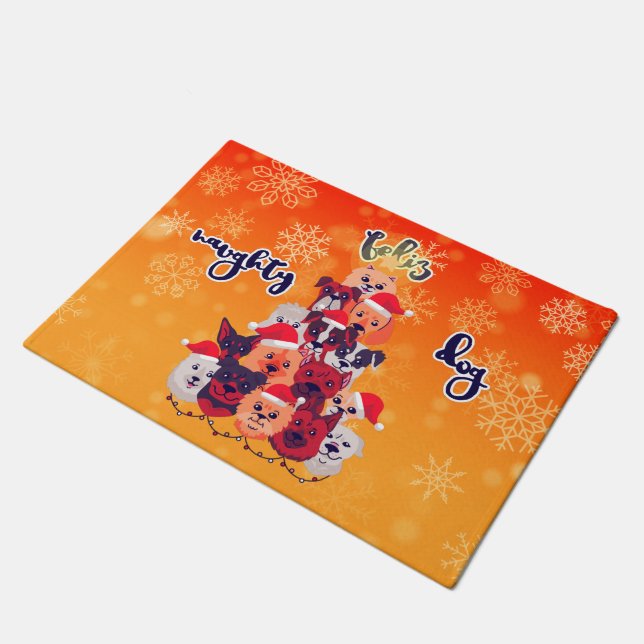 Paillasson Joyeux Noël Chien Vilain Design (Incliné)