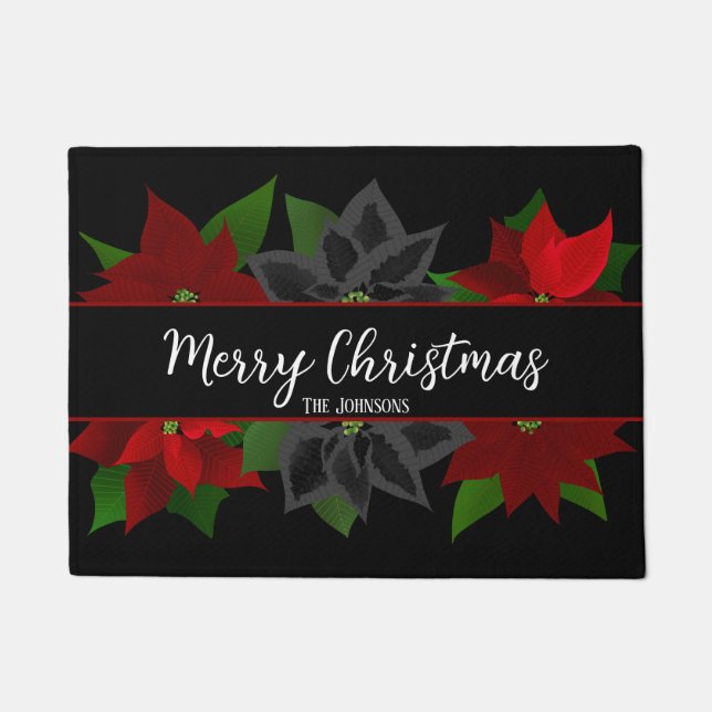 Paillasson Joyeux Noël Goth Poinsettias Doormat (Devant)