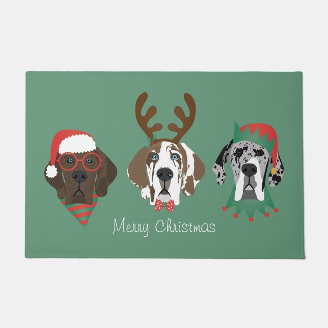 Paillasson Joyeux Noël Grands Chiens Danois (Devant)