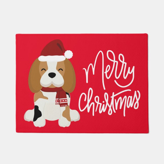 Paillasson Joyeux Noël | Père Noël Beagle (Devant)
