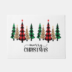 Paillasson Joyeux Noël Red Green Plaid Arbres