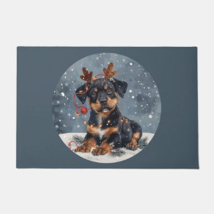 Paillasson Joyeux Noël Rottweiler Chien Reindeer