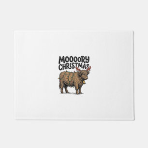 Paillasson Joyeux Noël Vache Highland Gravure Vintage T