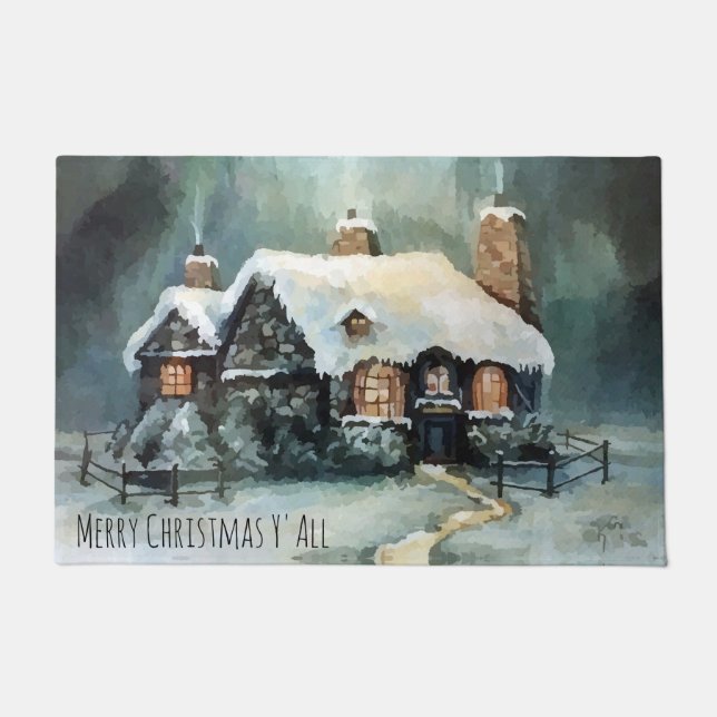 Paillasson Joyeux Noël Y'All merveilleuse nuit d'hiver (Devant)