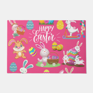 Paillasson Joyeux Pâques, Amusants Souhaits De Lapin Et Color