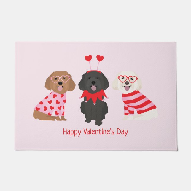 Paillasson Joyeux Valentines Day Chiens de Maltipoo (Devant)