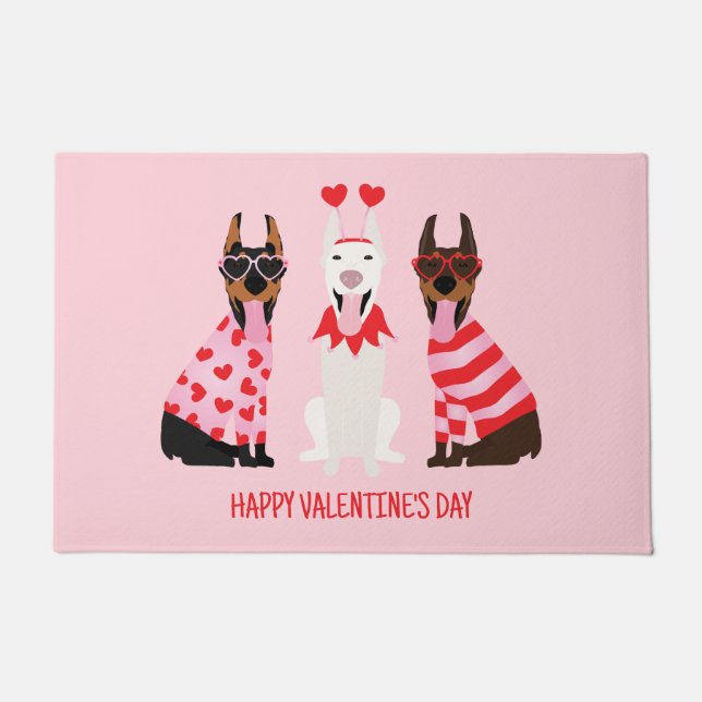 Paillasson Joyeux Valentines Day Chiens Dobermann (Devant)