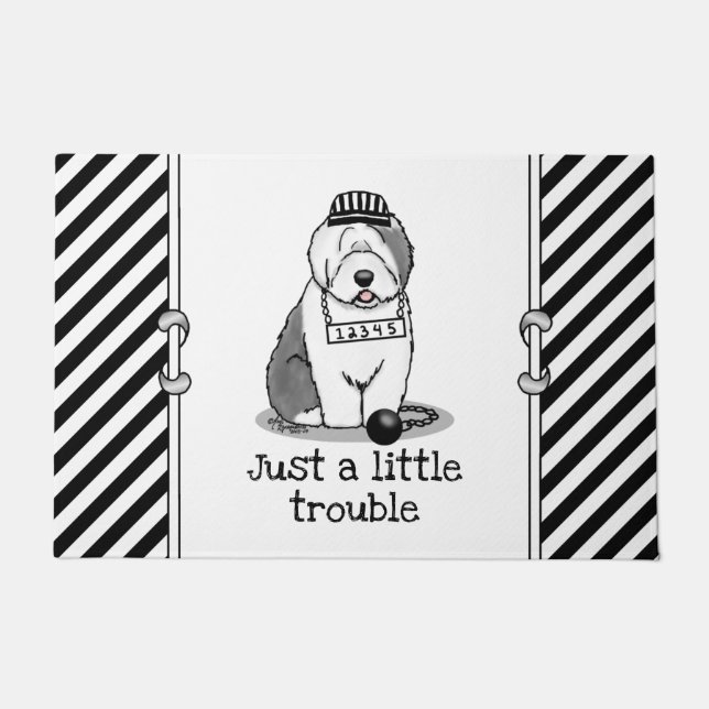 Paillasson Juste un petit problème Vieux anglais Sheepdog Gre (Devant)