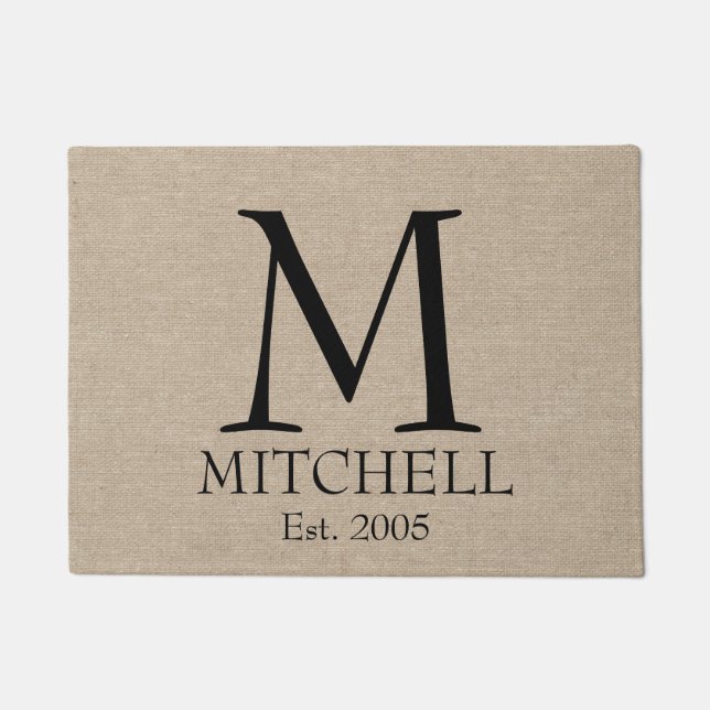 Paillasson Jut initial chic rustique de toile de jute de (Devant)