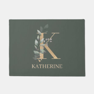 Paillasson K Monogramme Floral Personnalisé