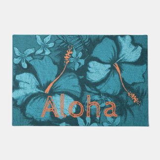 Paillasson Kahala Hibiscus Hawaiian Lava Rock Aloha Sarcelle
