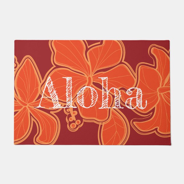 Paillasson Kailua Hibiscus Hawaii Floral Aloha Rouge (Devant)
