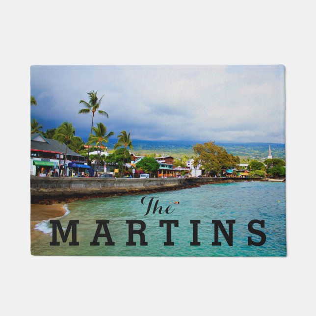 Paillasson Kailua Kona Pier Hawaii Art numérique de peinture  (Devant)