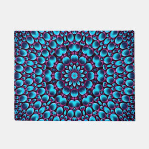 Paillasson Kaléidoscope bleu vintage de fractale de tuyaux