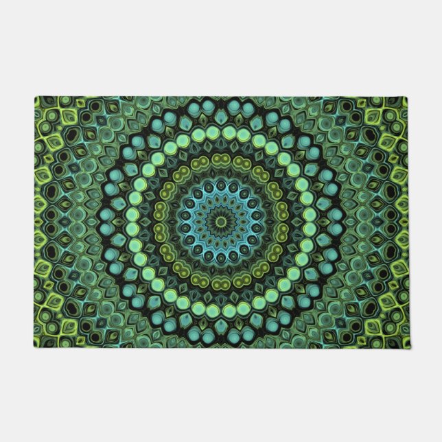 Paillasson Kaleidoscope vert et Turquoise Mandala Motif (Devant)