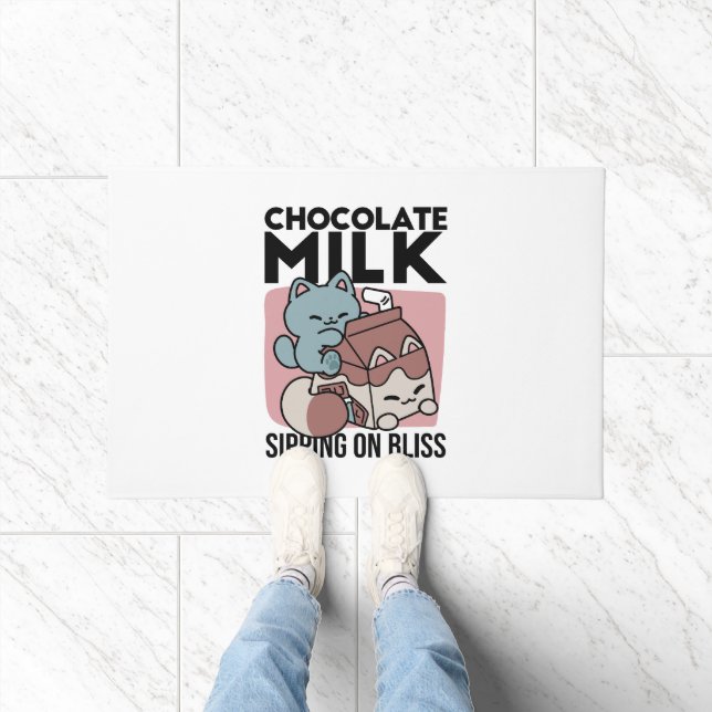 Paillasson Kawaii Chocolate Milk Cat – Cozy Drink & Cuteness  (Intérieur)