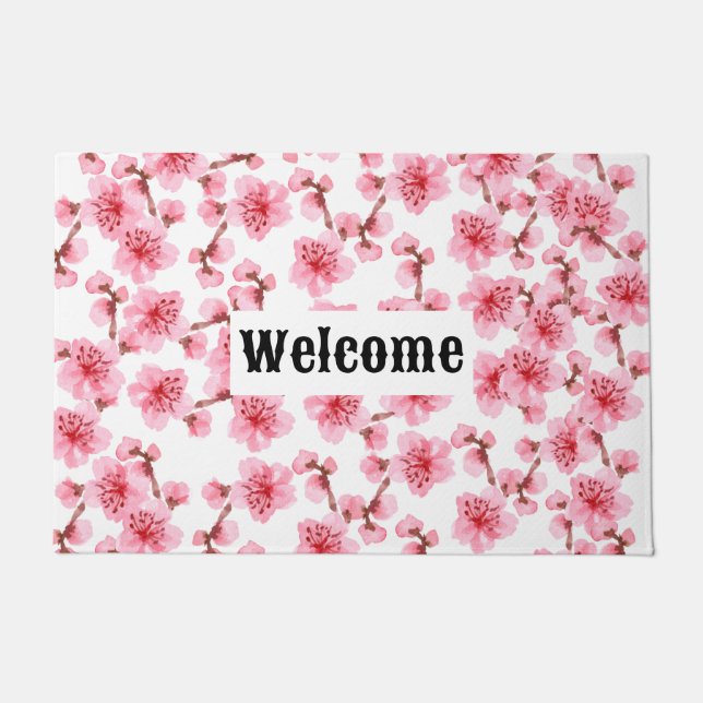 Paillasson kawaii pink cherry blossoms (Devant)