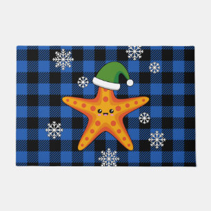 Paillasson Kawaii Xmas Starfish sur Blue Buffalo Motif