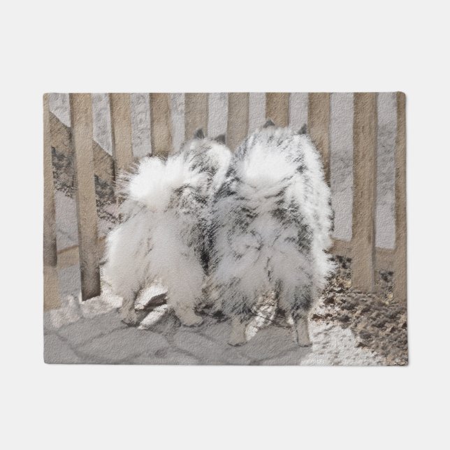 Paillasson Keeshonds at the Gate Painting - Original Dog Art (Devant)