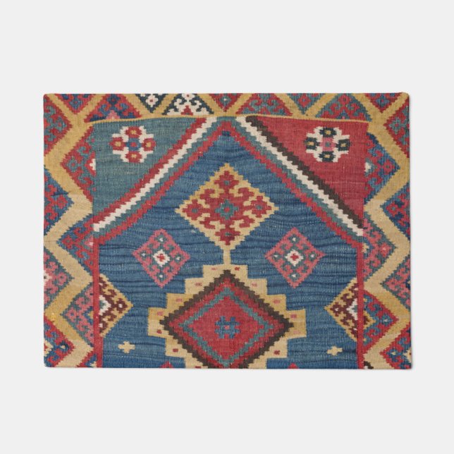 Paillasson Kilim Royal Blue Yellow Classic  (Devant)
