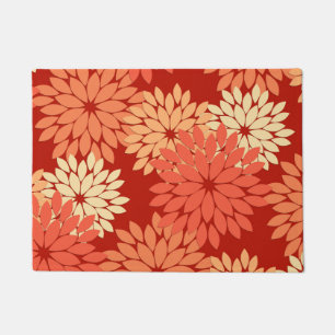 Paillasson Kimono Floral Moderne Impression, Mandarin Orange