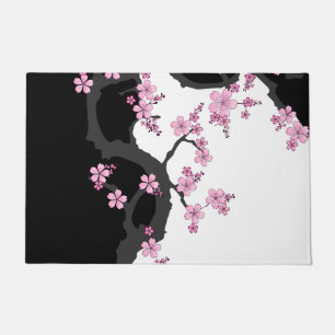 Paillasson Kimono japonais Sakura noir et blanc
