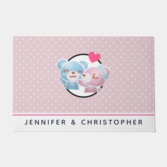 Paillasson Kissing Bears mignon et Kawaii (Devant)