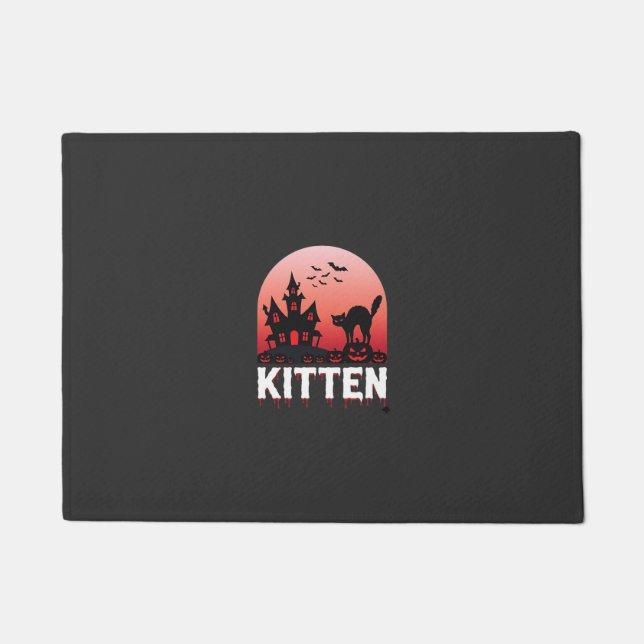 Paillasson Kitty Halloween Maison Hantée Design de Chat_1 (Devant)
