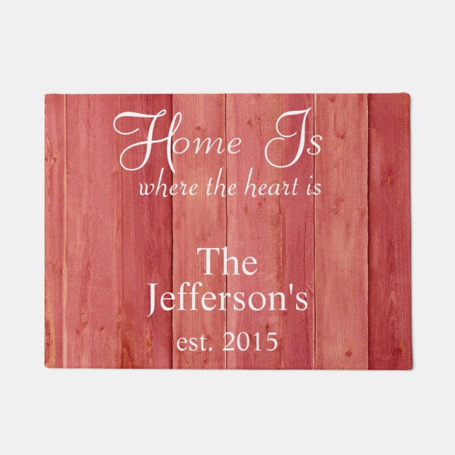 Paillasson La maison est là où le coeur est le bois rouge (Devant)