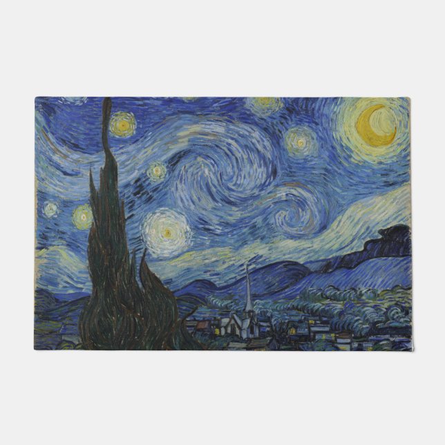 Paillasson La Nuit étoilée (Vincent van Gogh) (Art célèbre) (Devant)