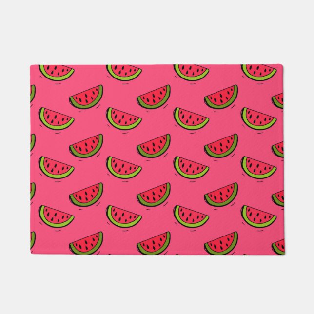 Paillasson La pastèque d'été sur le Motif rose (Devant)