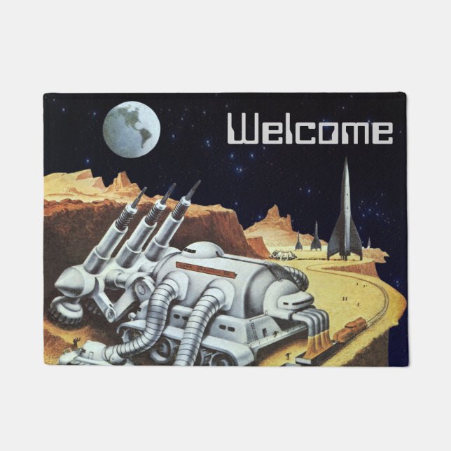 Paillasson La science-fiction vintage, station spatiale sur (Devant)