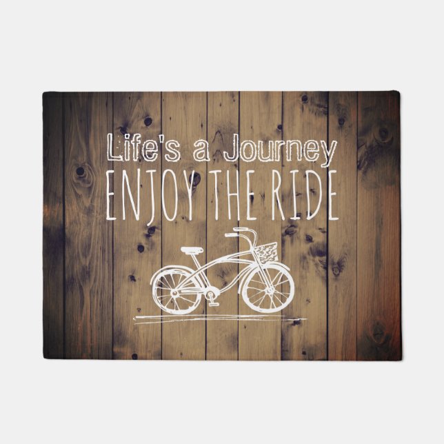 Paillasson La vie en bois rustique de Boho de bicyclette (Devant)
