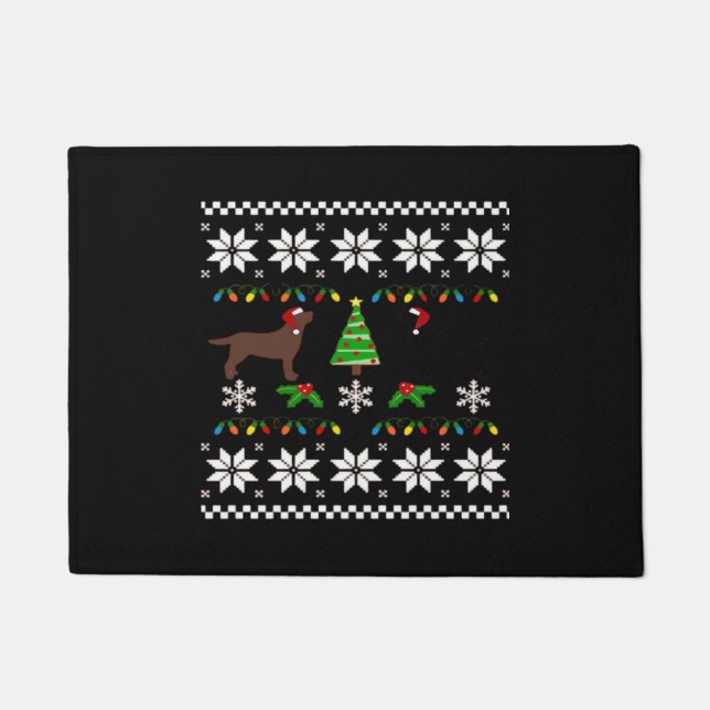 Paillasson Labrador noir et Labrador chocolat Joyeux Noël (Devant)