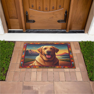 Paillasson Labrador Retriever Chien Paysage Cadre Floral