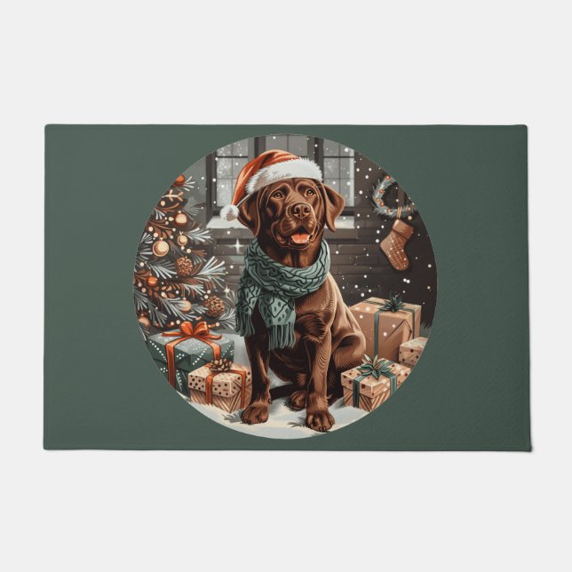 Paillasson Labrador Retriever Chocolat de Noël Chien (Devant)