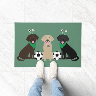 Paillasson Labrador Retriever Dogs Jouer Au Football