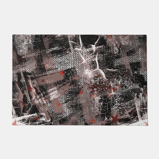 Paillasson L'abstraction grossière. Brown, noir et blanc. (Devant)