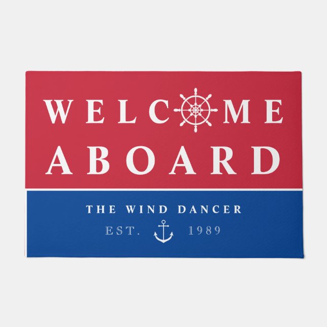 Paillasson L'accueil nautique à bord ajoutent le bateau nommé (Devant)