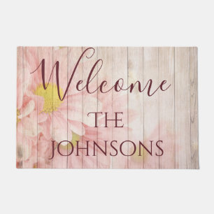 Paillasson L'accueil personnalisent les fleurs chics roses