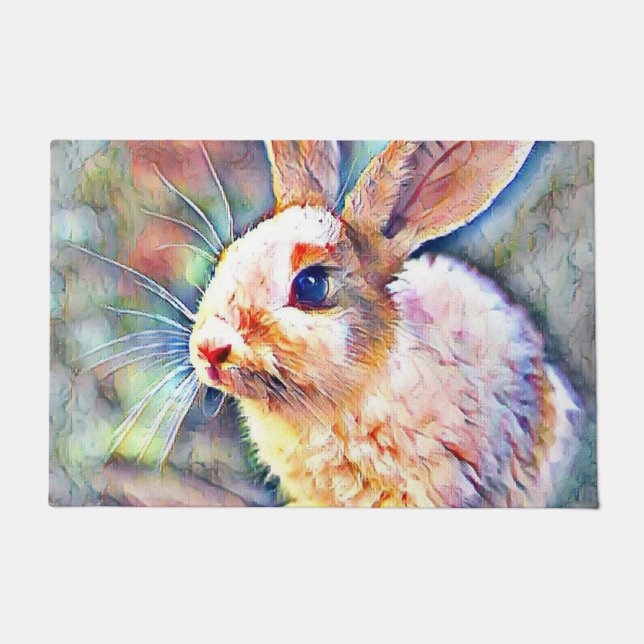 Paillasson lapin aquarell (Devant)