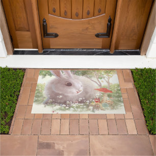 Paillasson Lapin avec Fleurs