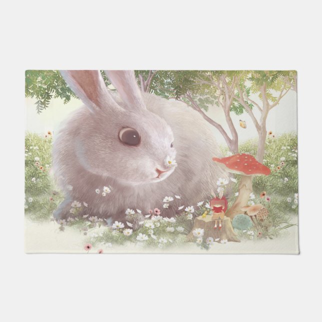 Paillasson Lapin avec Fleurs (Devant)